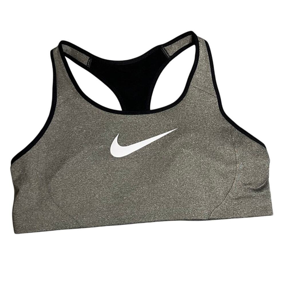 Nike Gray Sparkle Racerback Sports Bra with White Swoosh